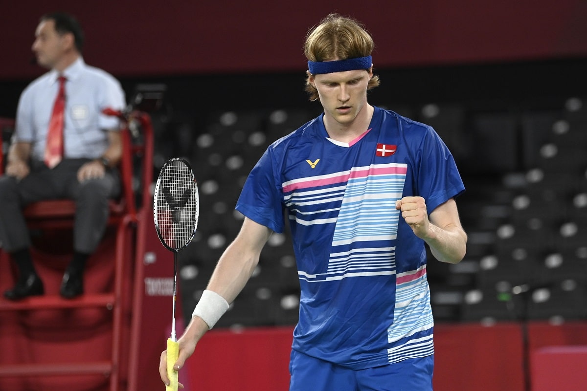 UK: 20210725, Tokyo, Japan. Tokyo 2020 Olympic Games, Anders Antonsen, Danmark / Denmark, Badminton, Photo: Lars Moeller DK: 20210725, Tokyo, Japan. Tokyo 2020 Olympiske Lege, Anders Antonsen, Danmark / Denmark, Badminton, Foto: Lars Møller - Anders Antonsen