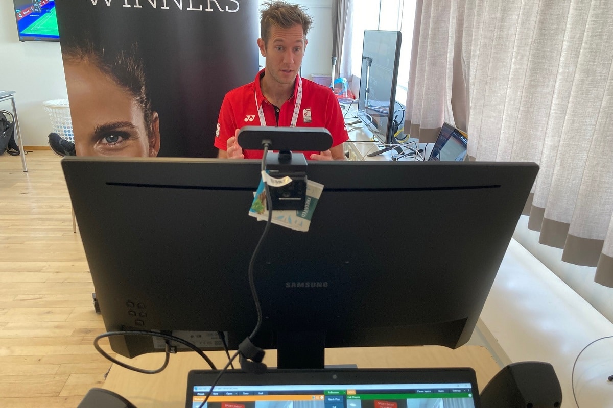 Frivillig - Mixed zone - presse - digital video hub - interview - skype - zoom - Ondrej Kralik - Thomas og Uber Cup - Aarhus - 2020 - 2021 - Sport Event Denmark