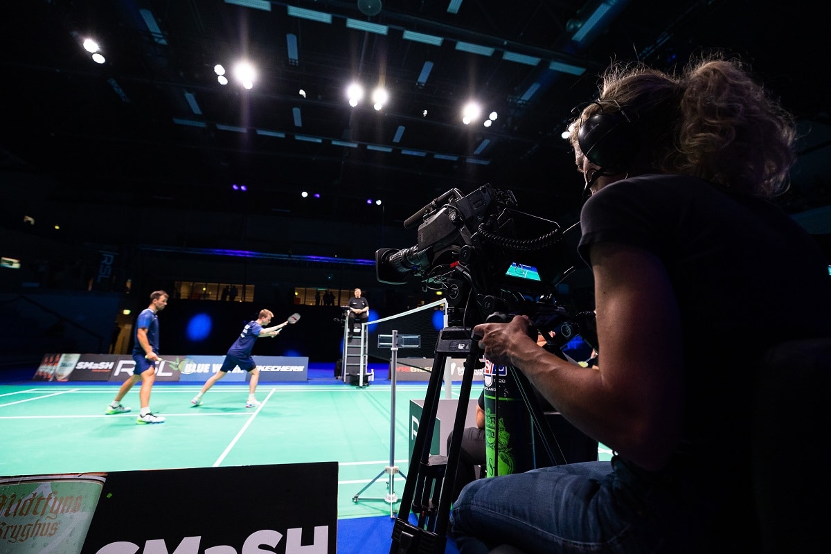 Livestream - kamera - TV - Live - produktion - producer - lyd - setup - sending - sender Esbjerg, Denmark - August 13: RSL DM Badminton 2021 at Blue Water Dokken on August 13, 2021 in Esbjerg, Denmark. (Photo by Allan Hogholm)